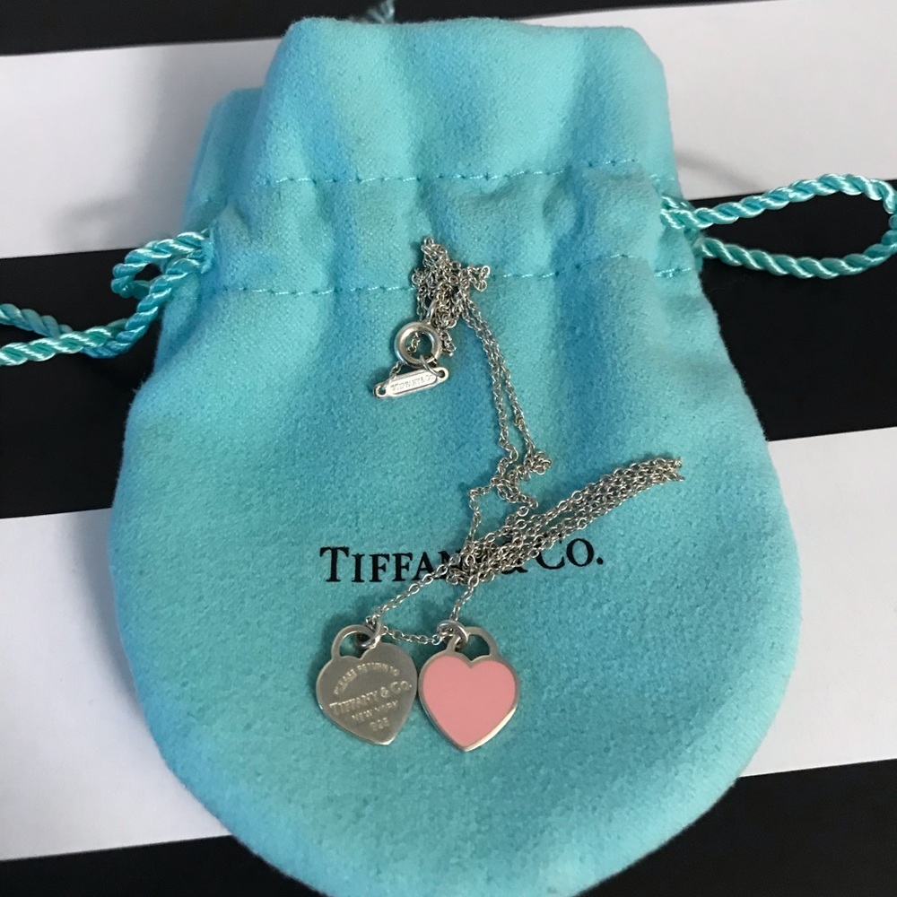 Tiffany & Co Double pink heart necklace